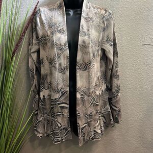 #168 French blue, Lacey back long sleeves floral cardigan, size small